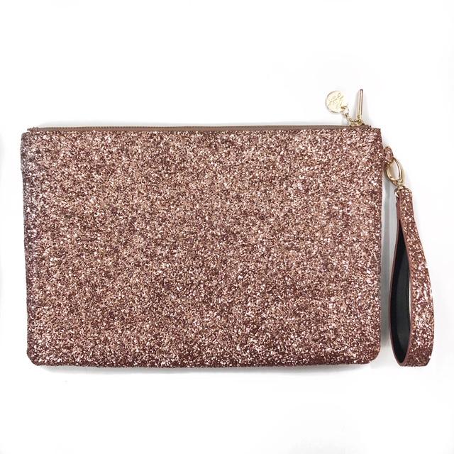 Rose gold glitter clutch online